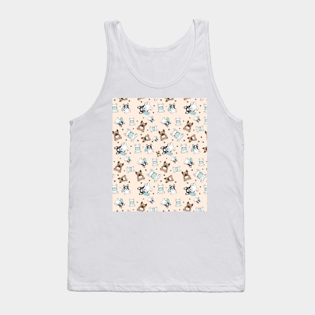 Dog seamless pattern bulldog face mask Tank Top by Hoahip